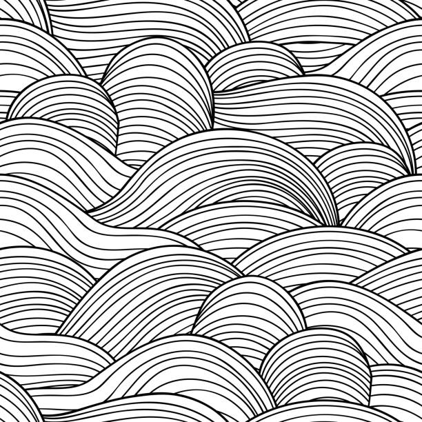 Decorative seamless pattern. Vector illustration with abstract waves or dunes. Linear ornament. Decorative seamless pattern. Vector illustration with abstract waves or dunes. Linear ornament. doodle stock illustrations