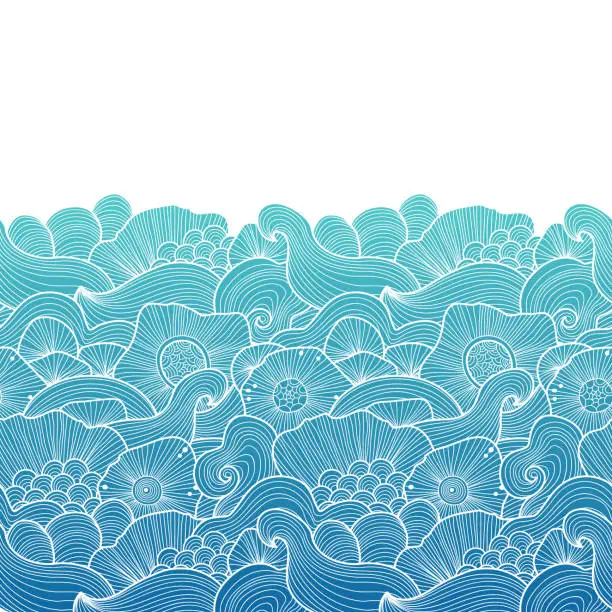 Vector illustration of Vector abstract illustration with sea plants. Seabed illustration. Exotic tropical design.