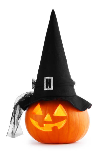 istock Halloween pumpkin with witches hat 1181001791