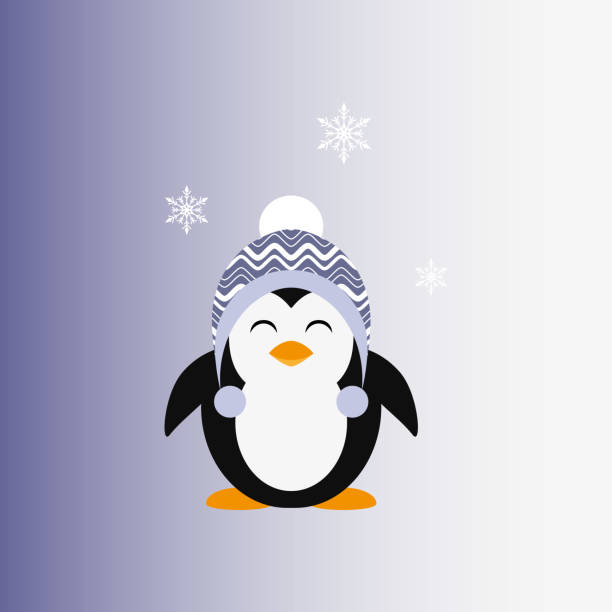 illustrazioni stock, clip art, cartoni animati e icone di tendenza di pinguino con un berretto a maglia. icona. vettore. piatto. - google penguin