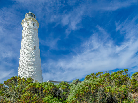 The Cape Leeuwin Lighthouse is situated at the most south-westerly point of Australia, on the headland of Cape Leeuwin in Western Australia, where the Southern and Indian Oceans meet. It is still in use for vessels navigating the treacherous Cape.