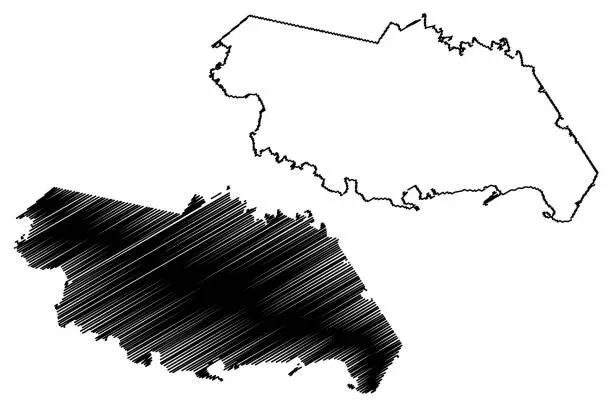 Vector illustration of San Patricio County, Texas (Counties in Texas, United States of America,USA, U.S., US) map vector illustration, scribble sketch San Patricio map