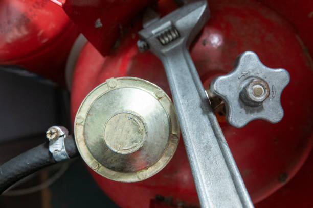 istock Regulator for propane-butane gas cylinder and accessories 1181006207