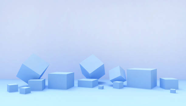istock Podium Ideas Inspiration Modern Concept composition Geometric Box shape and artistic exhibit minimal and Modern on pastel Blue background - 3d rendering 1181008992
