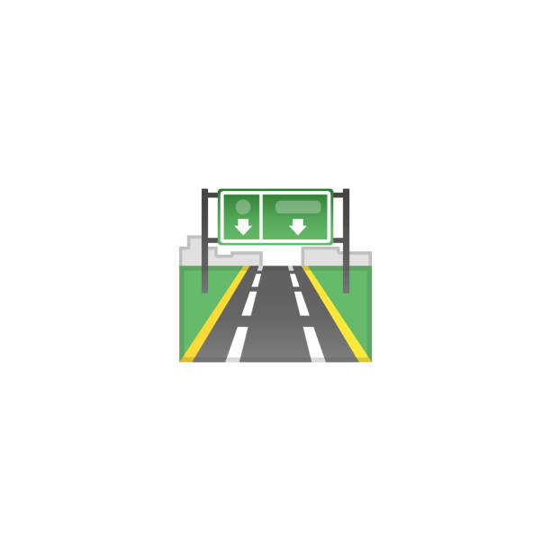 autobahn-vektor-symbol. isolierte straße straße zeichen cartoon stil emoji, emoticon illustration - boulevard stock-grafiken, -clipart, -cartoons und -symbole