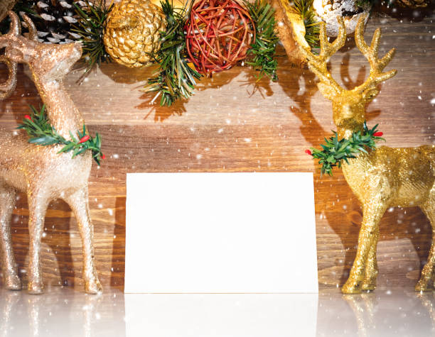 istock Winter background with paper blank and christmas decorations 1181009419