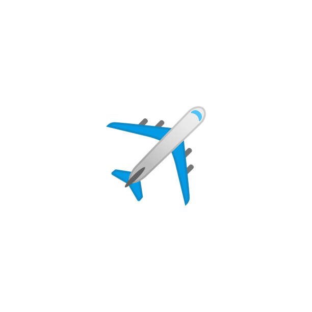 illustrations, cliparts, dessins animés et icônes de icône de vecteur d'avion. isolated passenger plane cartoon style emoji, illustration d'émoticône - avion