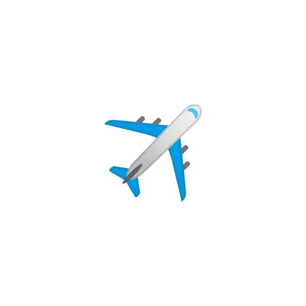 Vector illustration of Airplane Vector Icon. Isolated Passenger Plane Cartoon Style Emoji, Emoticon Illustration