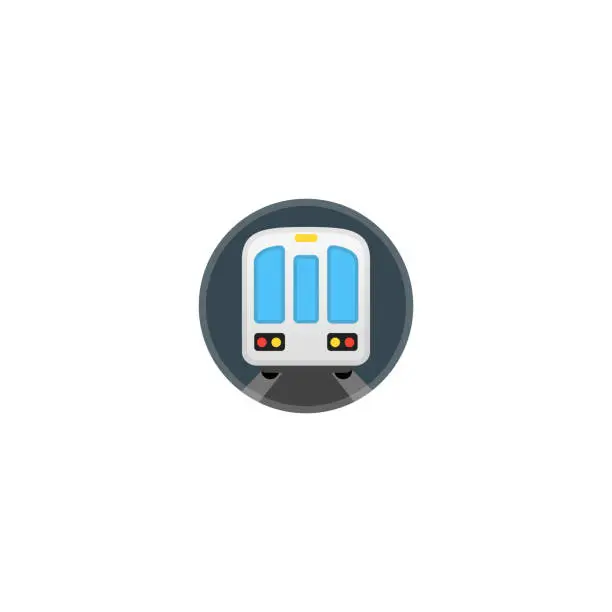 Vector illustration of Subway Vector Icon. Isolated Metro, Underground Cartoon Style Emoji, Emoticon Illustration