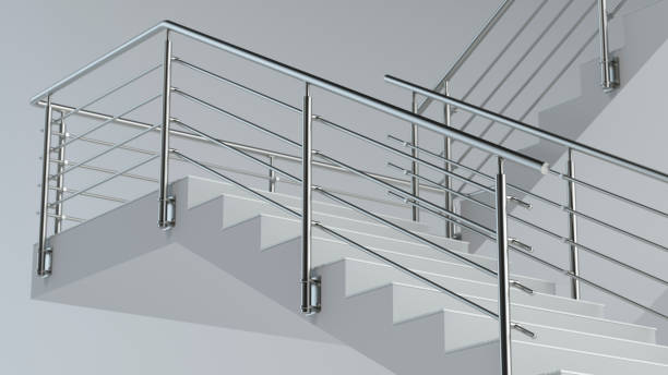 istock Stairs and stainless steel railing 1181009653