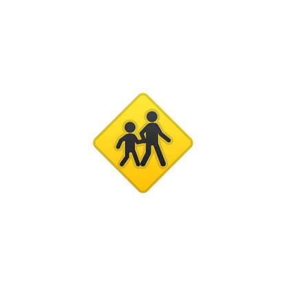 Children Crossing Vector Icon. Isolated School Crossing Realistic Road Sign Illustration