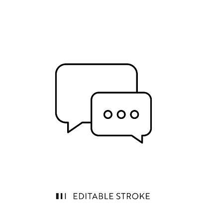 Speech Bubble Icon with Editable Stroke and Pixel Perfect.
