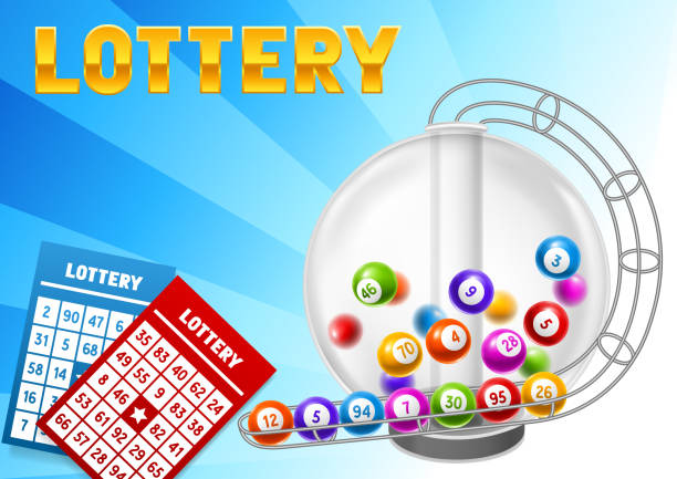 bingo oder lotterie-karte mit bällen und lotto-maschine. - drummachine stock-grafiken, -clipart, -cartoons und -symbole