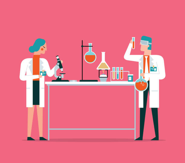 laboratorium - scientist research test tube lab coat stock illustrations