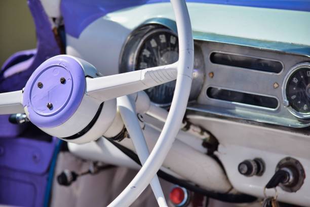 istock Steering Wheel of a Classic American Car 1181011659