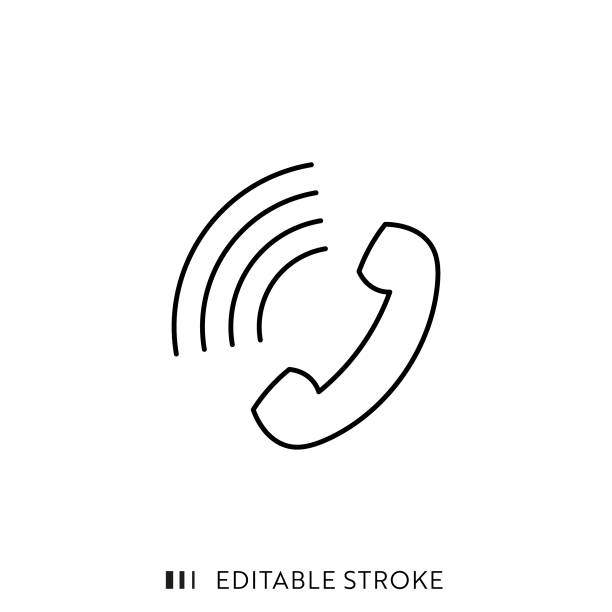 Telephone Icon with Editable Stroke and Pixel Perfect. Telephone Icon with Editable Stroke and Pixel Perfect. telephone line stock illustrations
