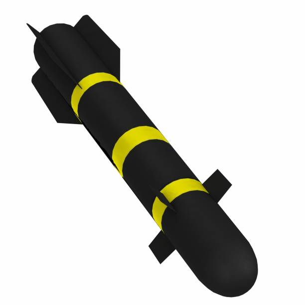 Stylized AGM-114 Hellfire missile 3D rendering illustration of a stylized AGM-114 Hellfire missile air to surface missile stock pictures, royalty-free photos & images