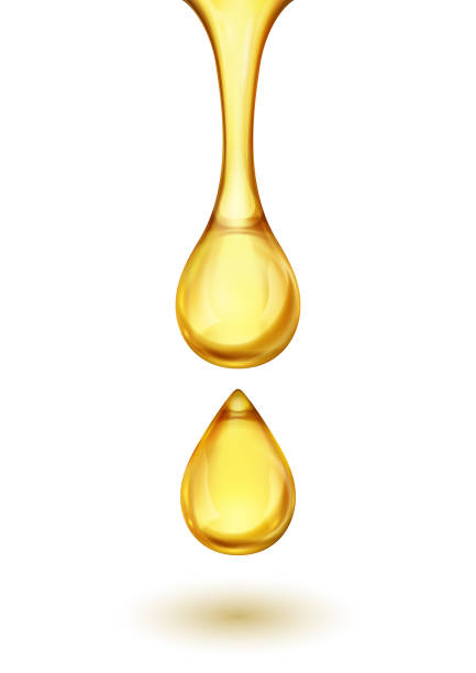 Dripping Oil Oil drop isolated on white background. Icon of drop of oil or honey, EPS 10 contains transparency. dew stock illustrations