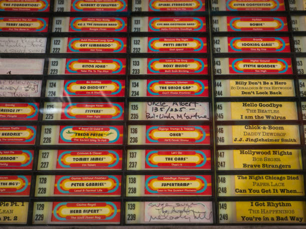 Close-up on a Push button juke box have dust and stain.