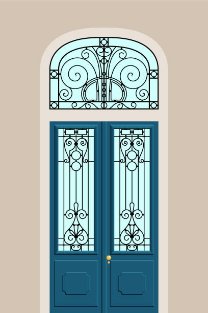 아르누보 도어 - victorian architecture 이미지 stock illustrations