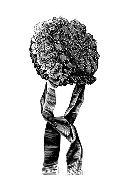 Illustration of a Evening Capote hat ,fashion of 19th century