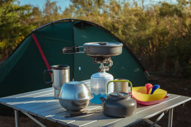 istock Breakfast tourist, camping, Camping food making. 1181020009