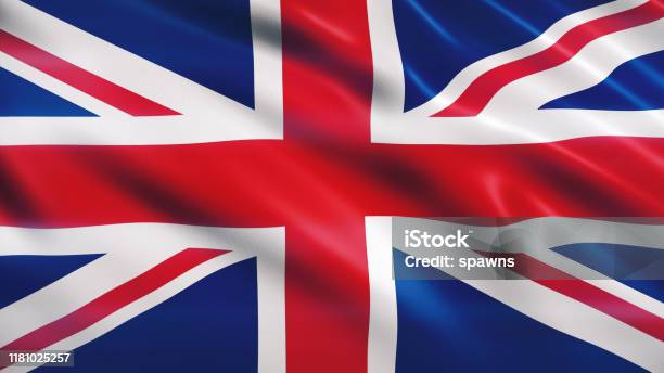 United Kingdom Flag Stock Photo - Download Image Now - British Flag, Flying, Curtain