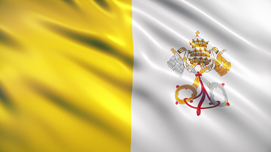 The Holy See flag. flag of Vatican. National Vatican flag. Vatican national flag. Apostolic See country. State symbol of Petrine See. Catholic Church