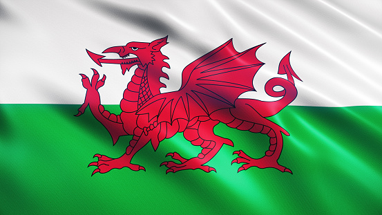 3d render Wales Flag (Close-up)
