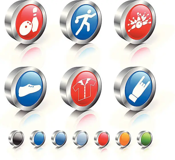 Vector illustration of bowling 3D royalty free vector icon set