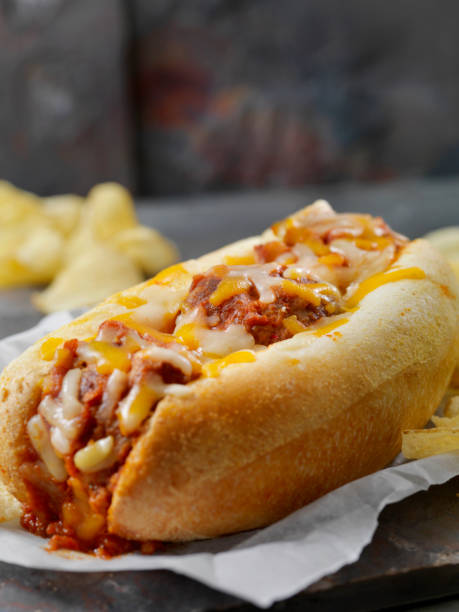 istock Baked Meatball Sub Sandwich with Kettle Chips 1181026896