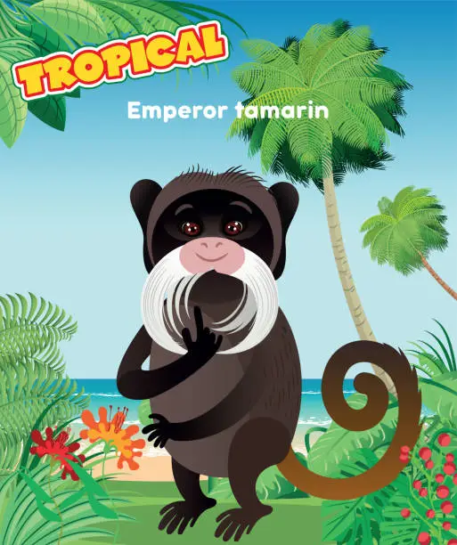 Vector illustration of Emperor Tamarin