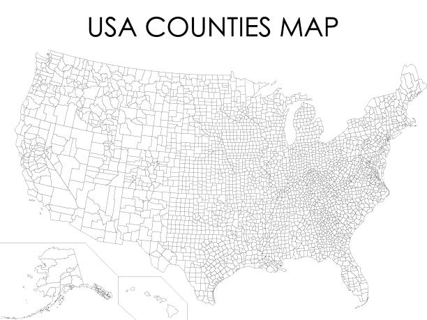 illustrazioni stock, clip art, cartoni animati e icone di tendenza di mappa delle contee bianche degli stati uniti - county