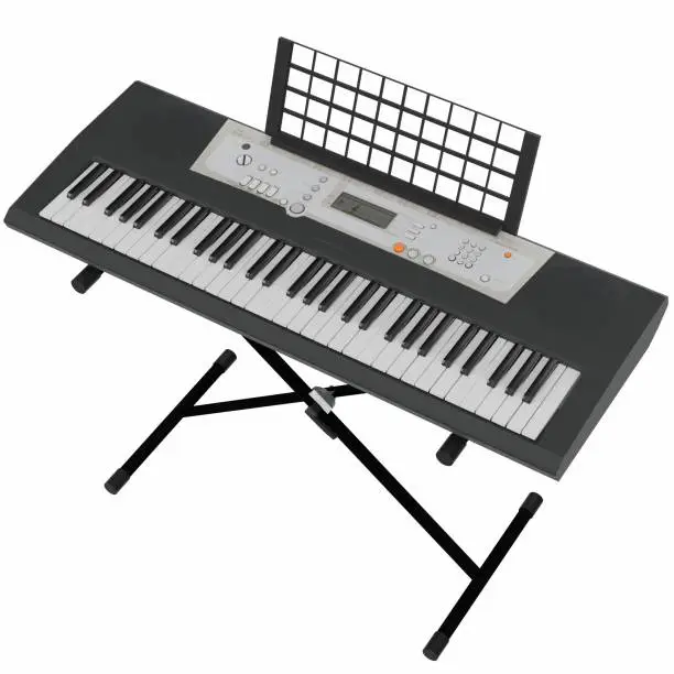 3D rendering illustration of an electronic keyboard on stand