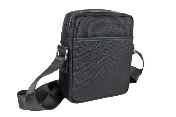 istock Man's leather black bag isolated on the white background 1181032931