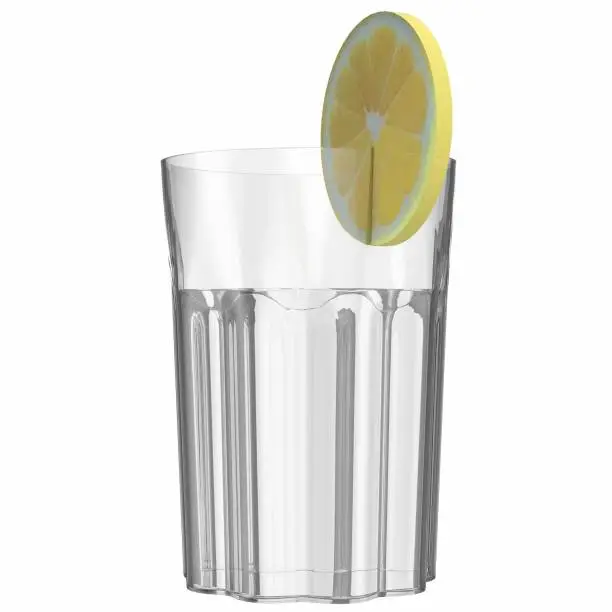3D rendering illustration of a glass with lemon slice