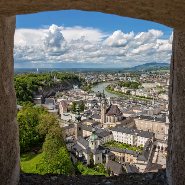 istock Great view of Salzburg through a window 1181038032