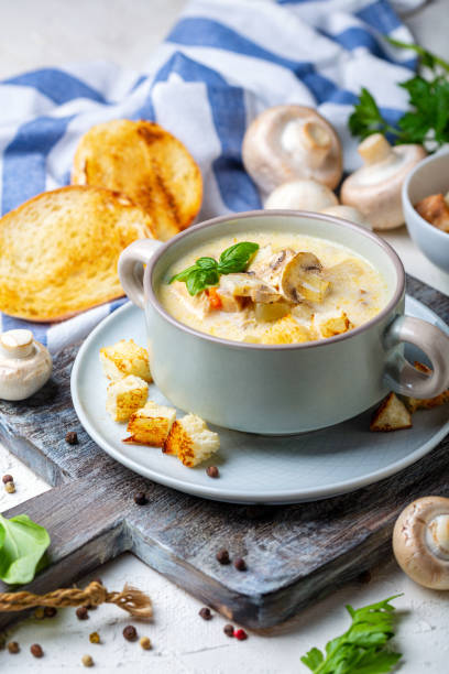 istock Chicken cream soup with mushrooms. 1181042647