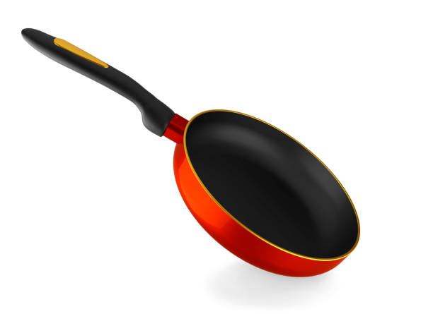 istock empty red fry pan isolated on white background. 3d rendering 1181043437