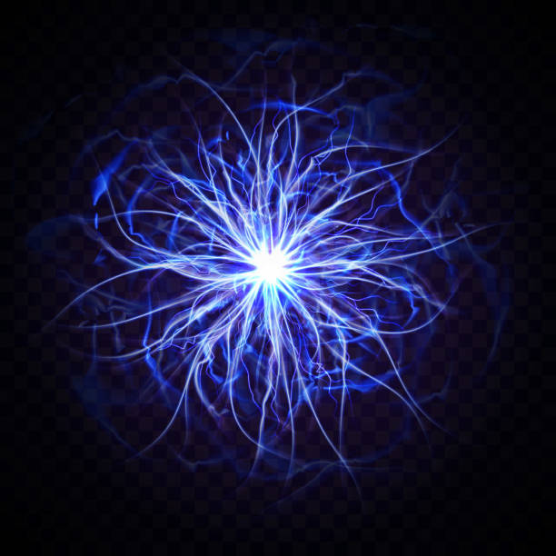 ilustrações de stock, clip art, desenhos animados e ícones de realistic electric ball or abstract plasma sphere - blue plasma