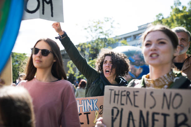 istock People with placards and posters on global strike for climate change. 1181043743