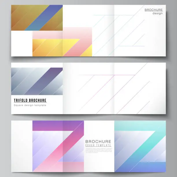 Vector illustration of The minimal vector editable layout of square format covers design templates for trifold brochure, flyer, magazine. Creative modern cover concept, colorful background.