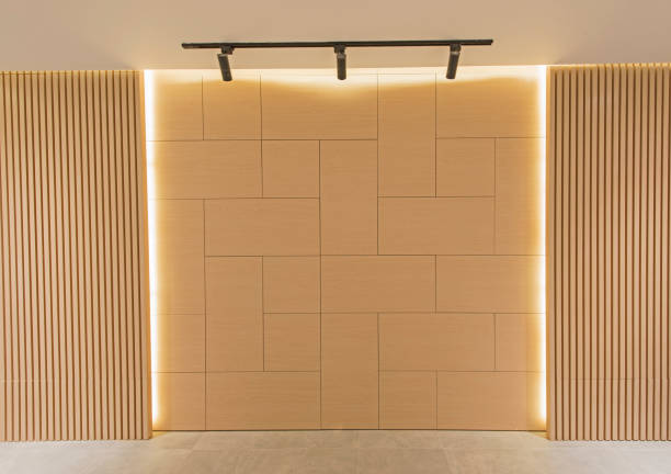istock Closeup of wall cladding with lighting 1181045160