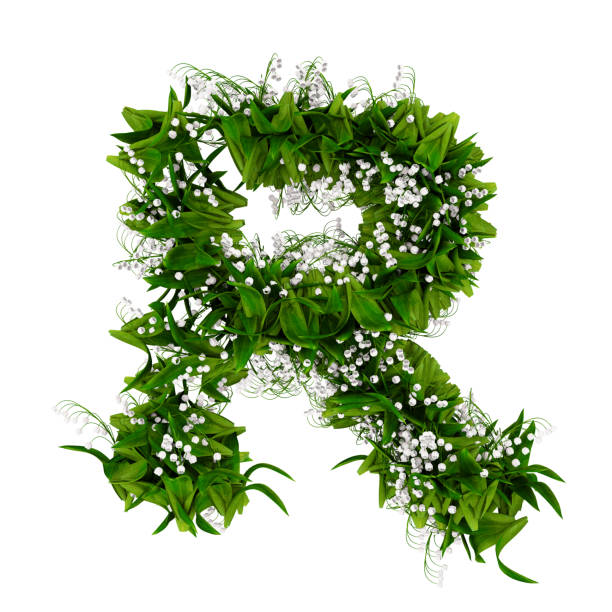 istock Letter R made of flowers and grass isolated on white. 3d illustration 1181046607