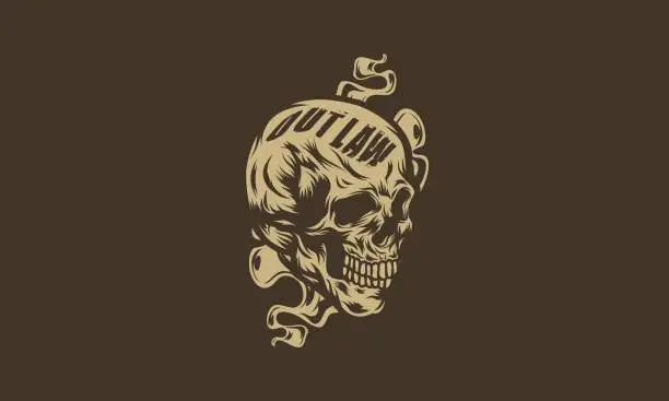 Vector illustration of Outlaw Skull Apparel Illustration