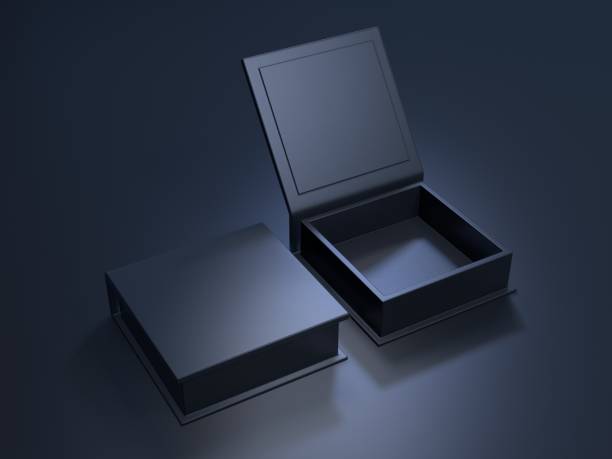istock Black blank cardboard box on a dark background. Mock up template. 3d rendering 1181052121