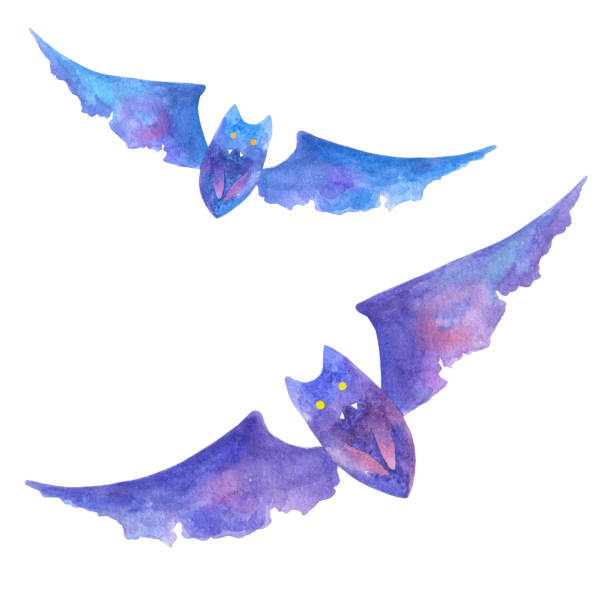 istock Watercolor illustration of halloween scary bats. 1181053392