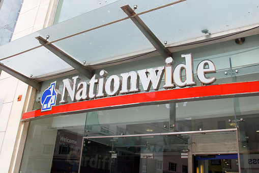 Cardiff, UK: August 05, 2016: Nationwide Building Society is a British mutual financial institution, the seventh largest cooperative financial institution and the largest building society in the world with over 15 million members.