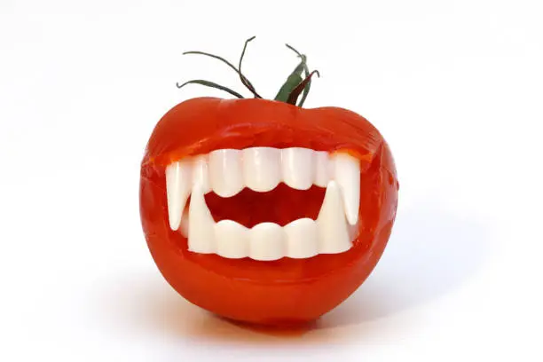 Halloween vampire tomato teeth