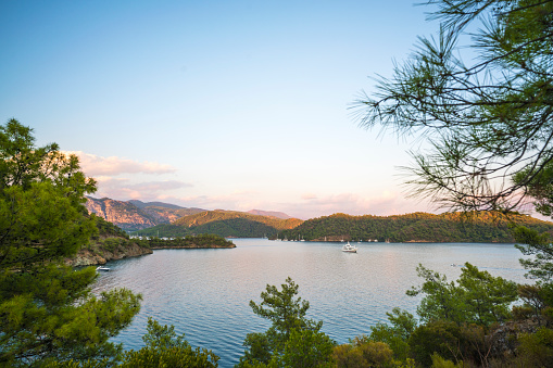 Beautiful  view of Gocek (Göcek ) bays with yachts and boats, Fethiye, Turkey